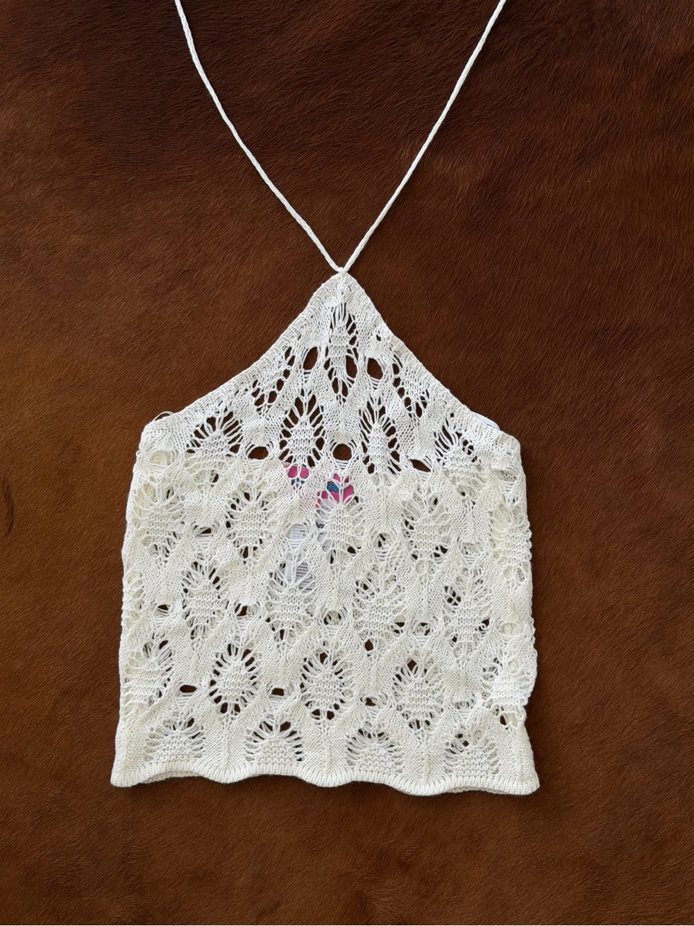Edikted white crochet halter top size XS